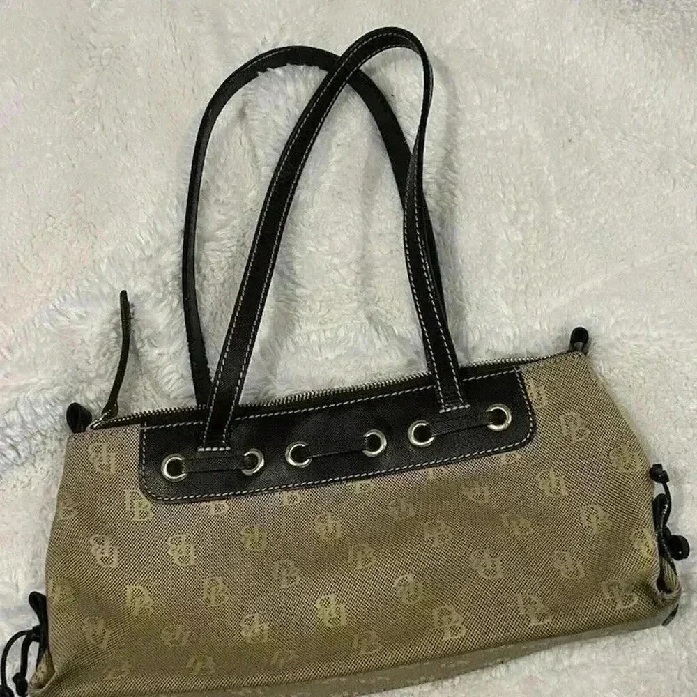 Dooney and Bourke‎ Signature Canvas Leather Purse Vintage DB Brown Shoulder Bag - Picture 2 of 12